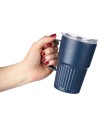 Tazas térmicas take-away de acero reciclado acanalado - 450ml