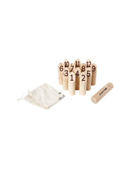 Juegos de madera con doce conos y un palo