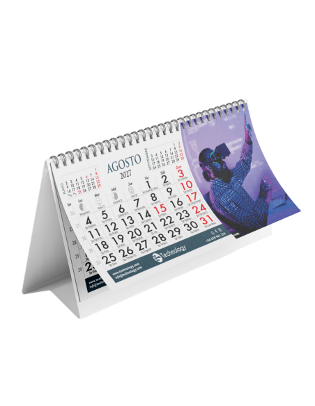 Calendarios horizontales con anillas de tamaño 22 x 10 cm - 100% personalizados