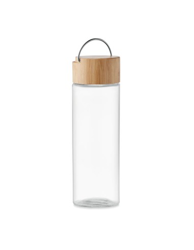 Botellas de cristal con tapón de bambú con asa...