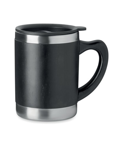 Tazas de acero inoxidable con carcasa de bambú 300 ml