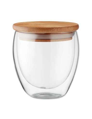 Vasos de cristal pequeños con tapa de bambú 250 ml