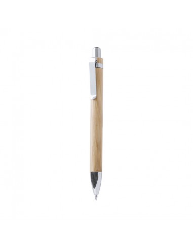 Bolígrafos de madera de bambú y detalles plateados