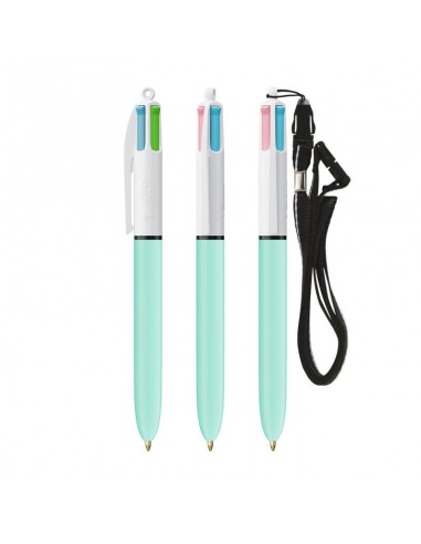 Bolígrafos Bic 4 colores fashion con lanyard