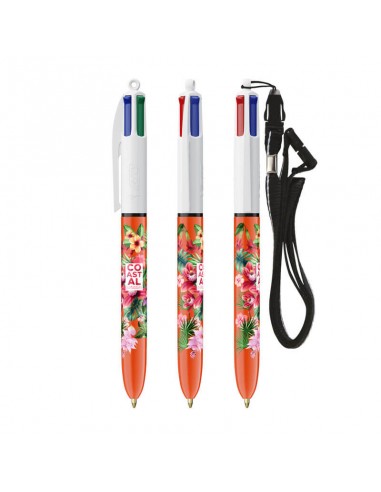 Bolígrafos Bic 4 colores fine con lanyard