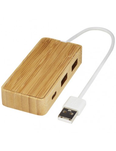 Hub USB de bambú con 3 puertos en caja de regalo