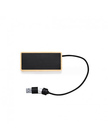 Hub USB de bambú con parte negra